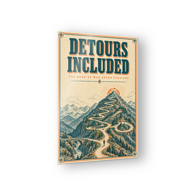 Detours Included winding road motivation acrylic wall sign