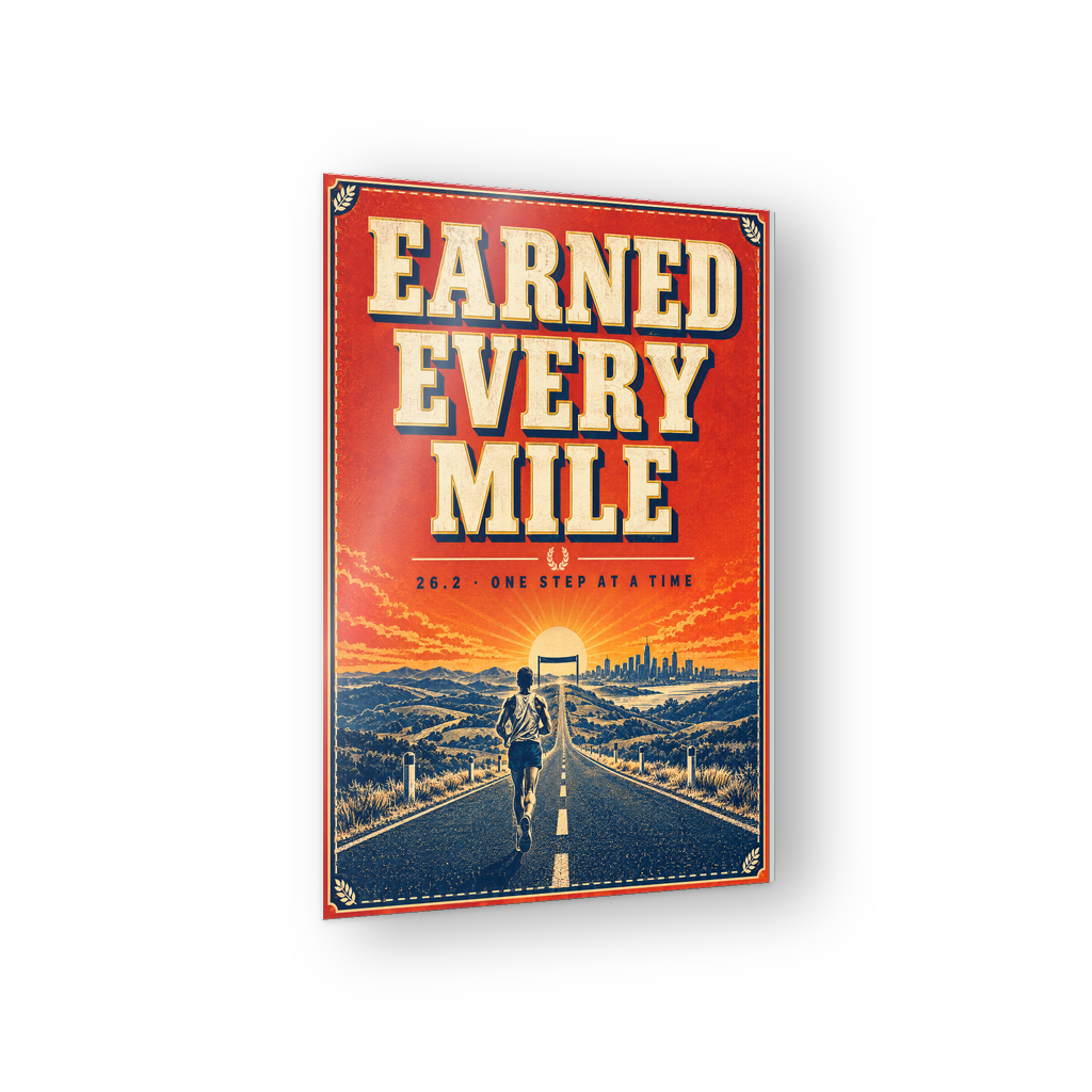Earned Every Mile 26.2 marathon runner acrylic wall sign