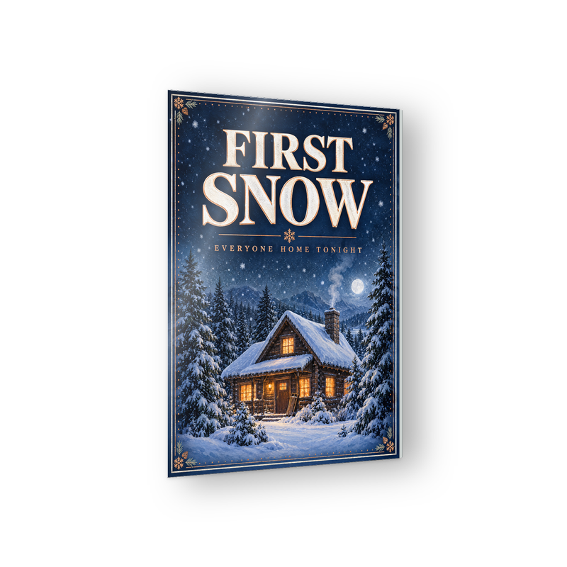 First Snow family home winter acrylic wall sign