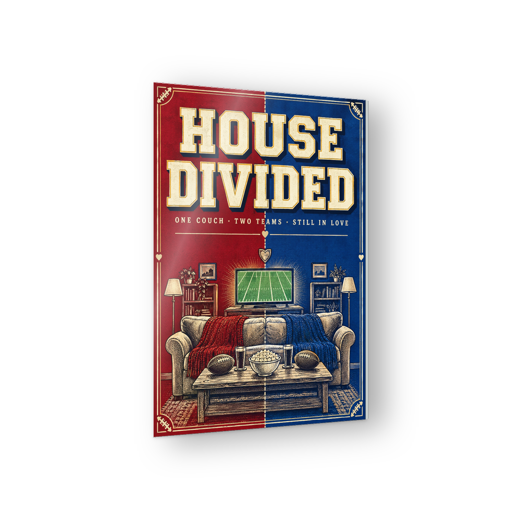 House Divided couples game day rivalry acrylic wall sign