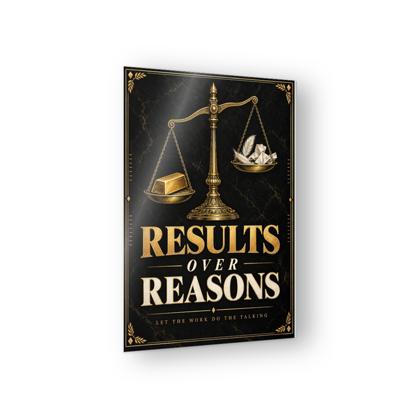 Results Over Reasons business motivation acrylic wall sign