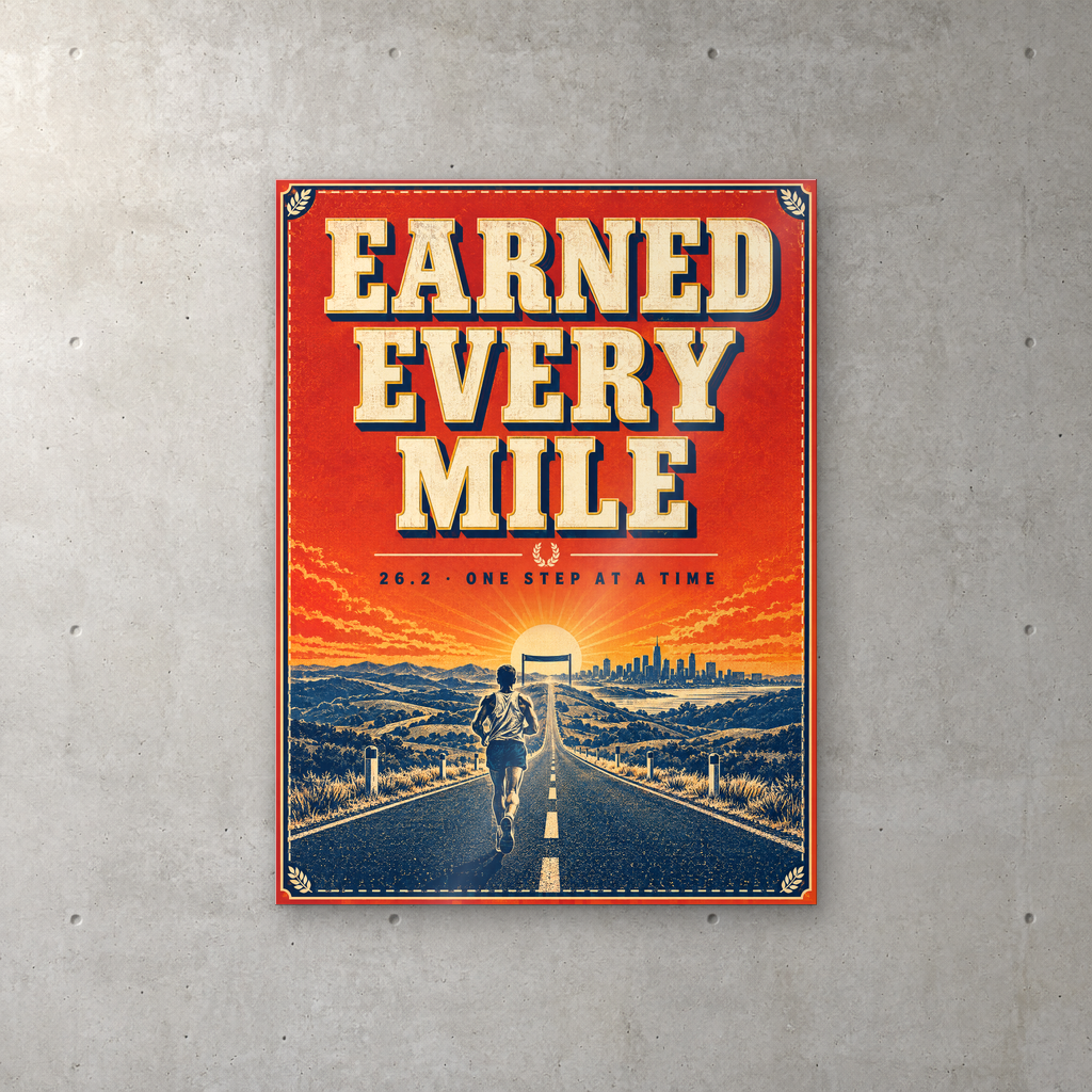 Earned Every Mile 26.2 marathon runner acrylic wall sign