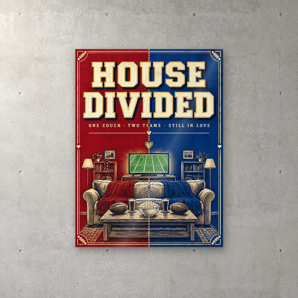 House Divided couples game day rivalry acrylic wall sign