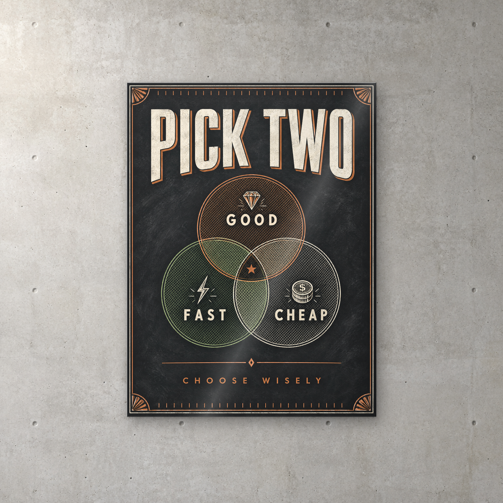 Pick Two good fast cheap Venn diagram business acrylic wall sign