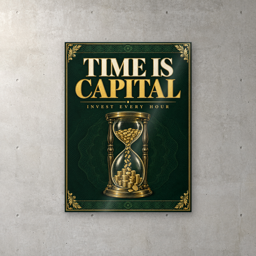 Time Is Capital hourglass entrepreneur acrylic wall sign