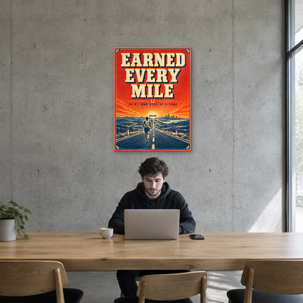 Earned Every Mile 26.2 marathon runner acrylic wall sign