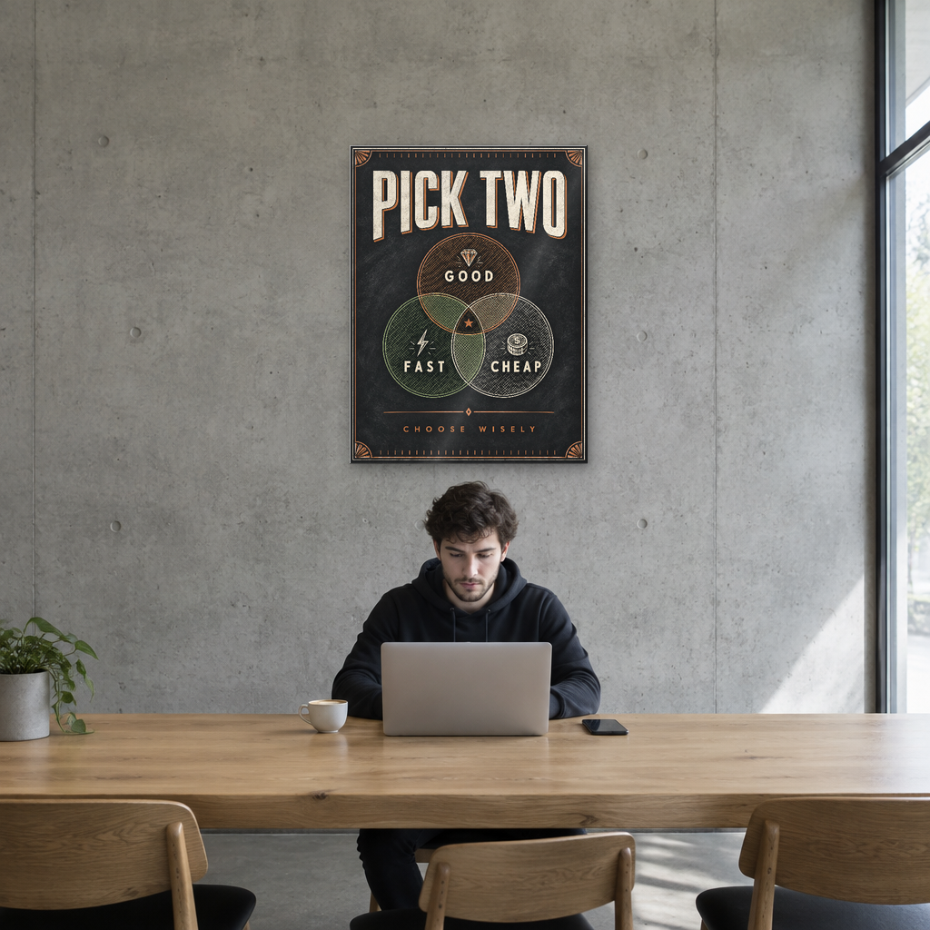 Pick Two good fast cheap Venn diagram business acrylic wall sign