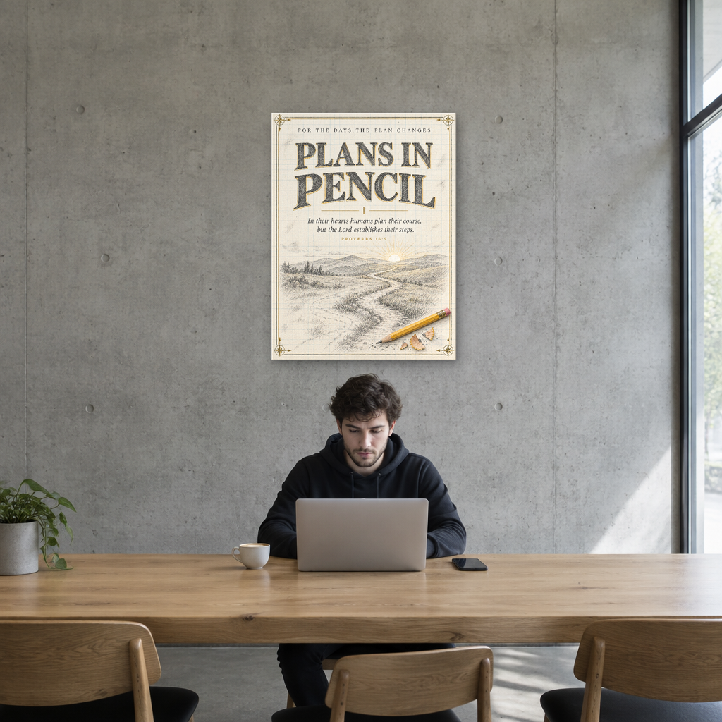 Plans In Pencil Proverbs 16:9 faith acrylic wall sign