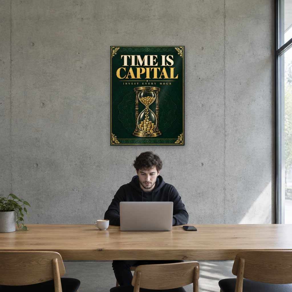 Time Is Capital hourglass entrepreneur acrylic wall sign