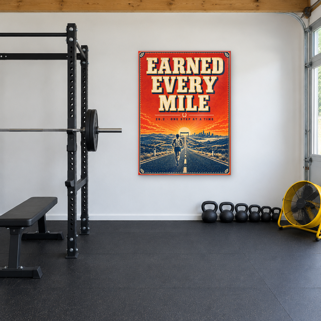 Earned Every Mile 26.2 marathon runner acrylic wall sign