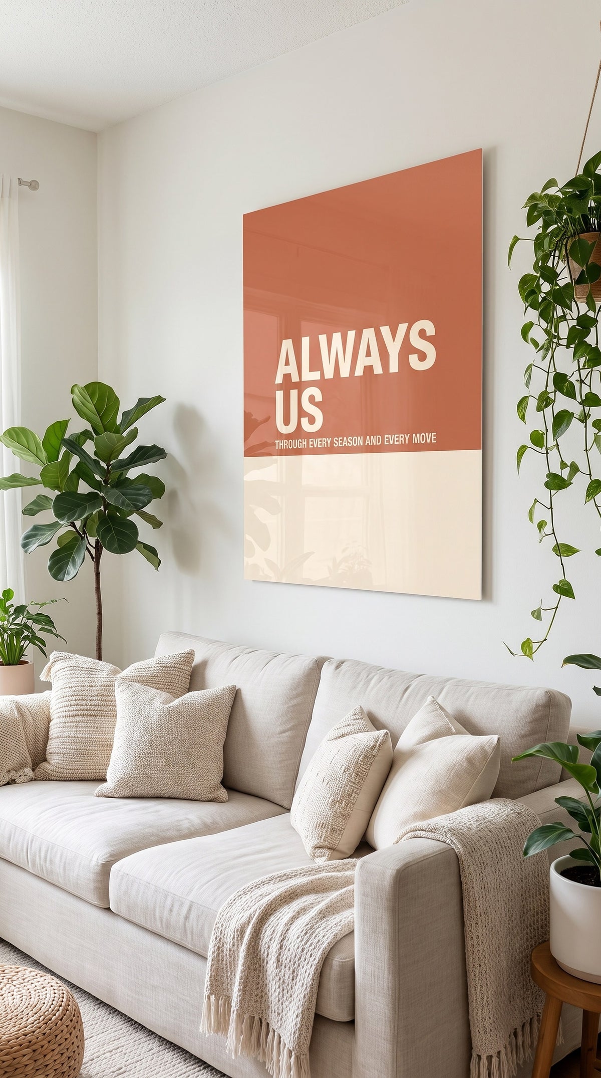 Always Us acrylic sign at home
