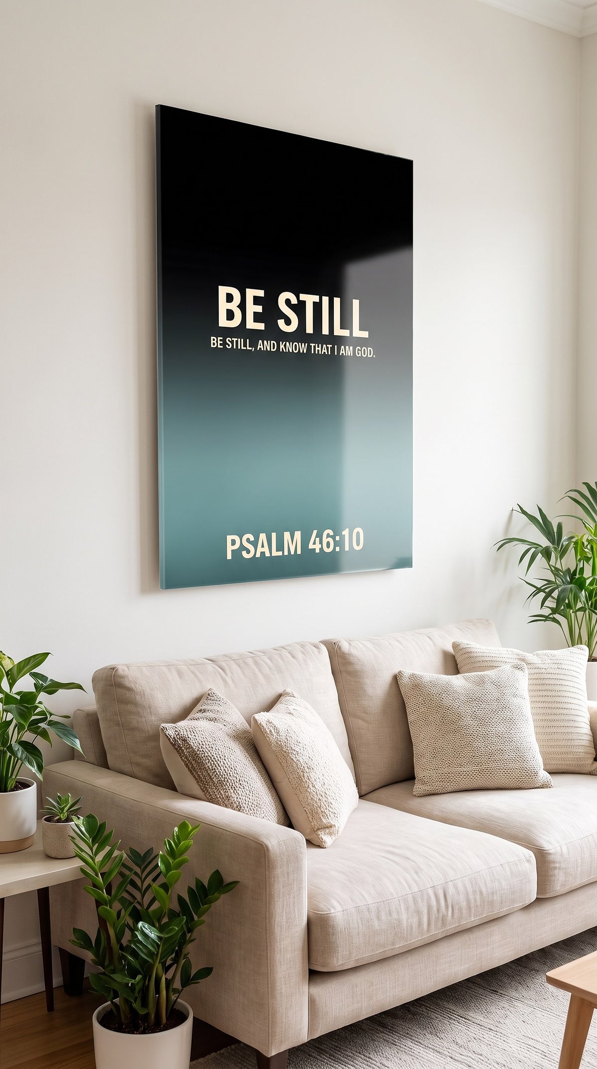 Be Still acrylic sign at home
