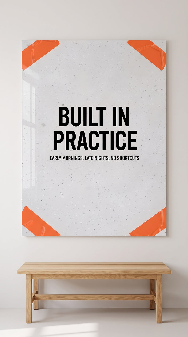 Built In Practice acrylic sign
