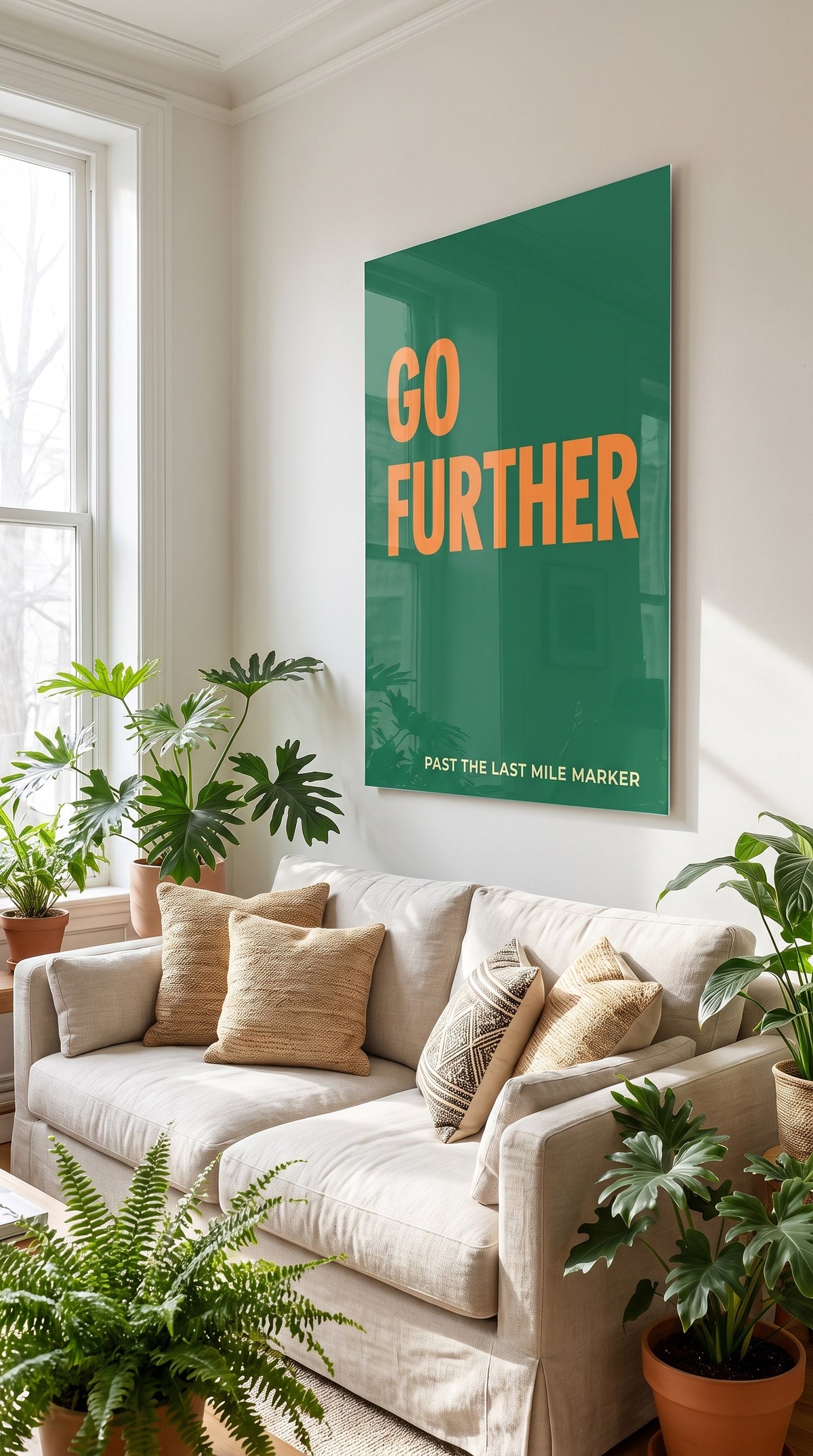 Go Further acrylic sign at home