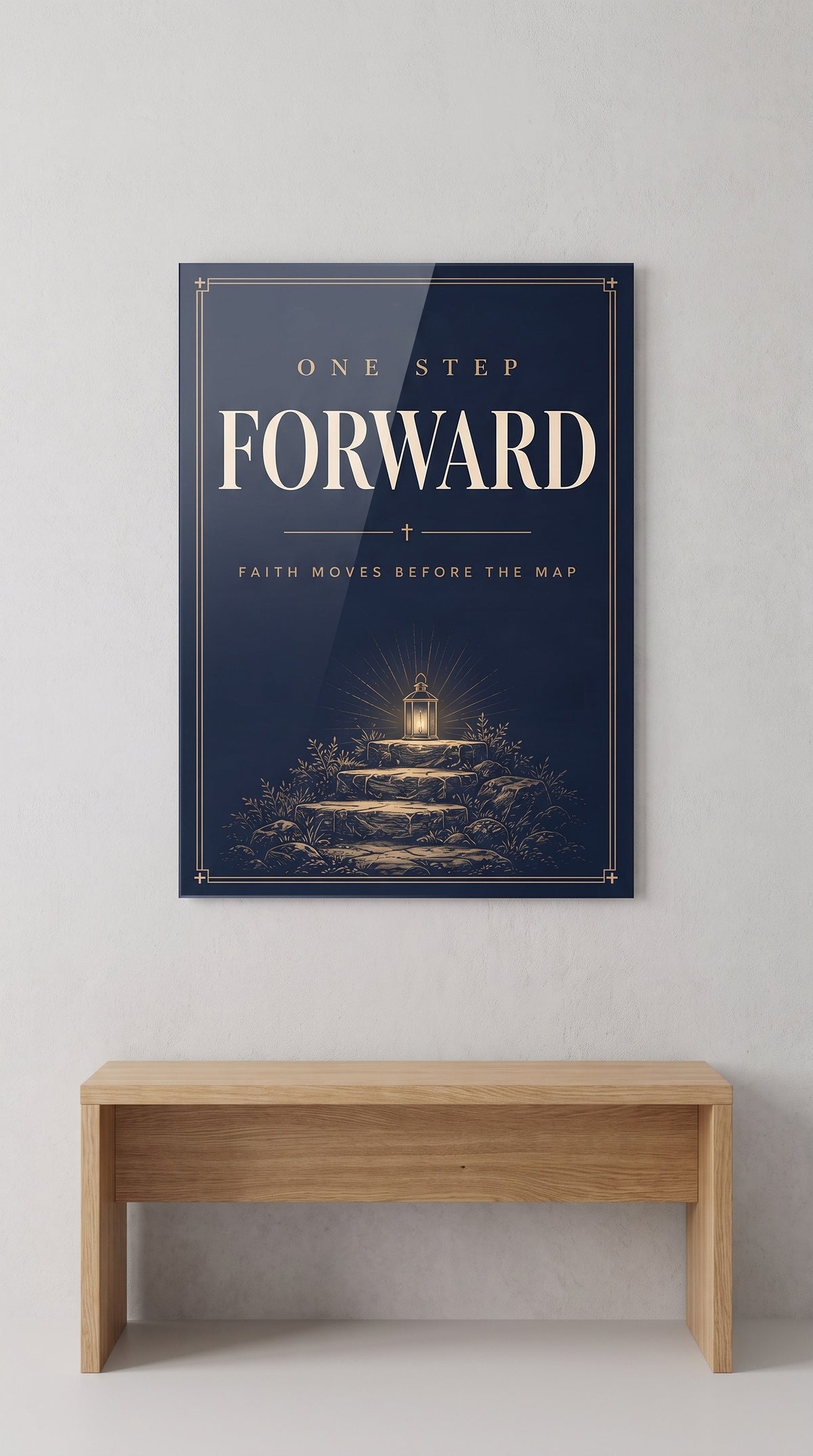 One Step Forward acrylic sign