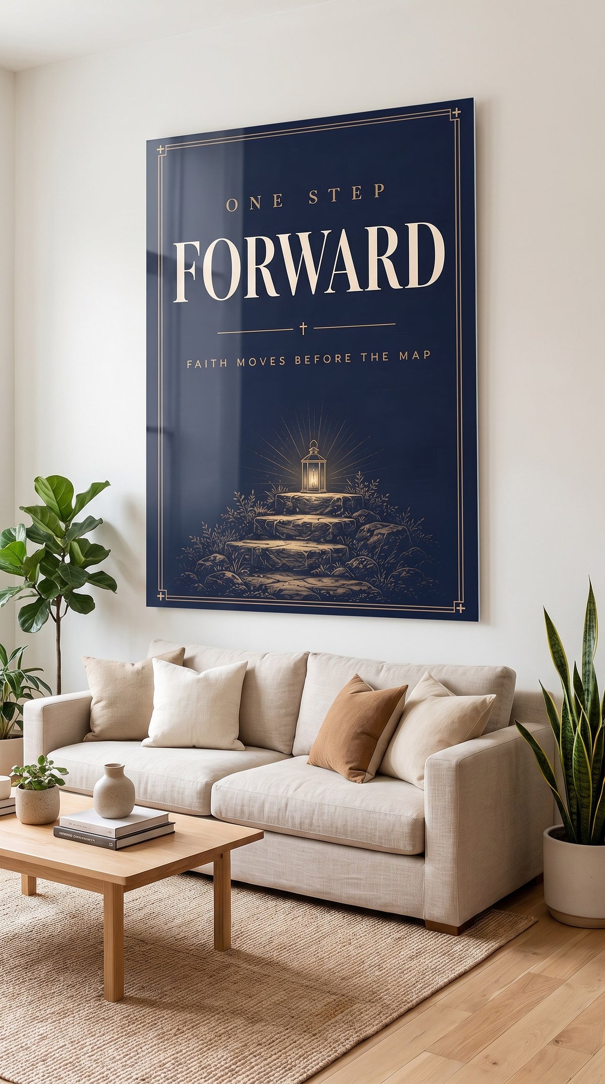 One Step Forward acrylic sign at home