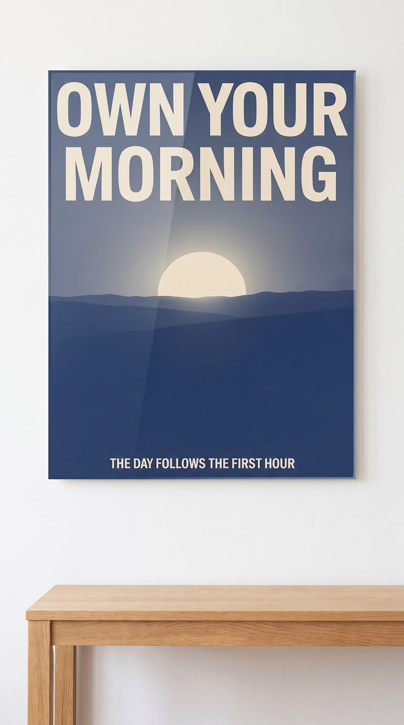 Own Your Morning acrylic sign