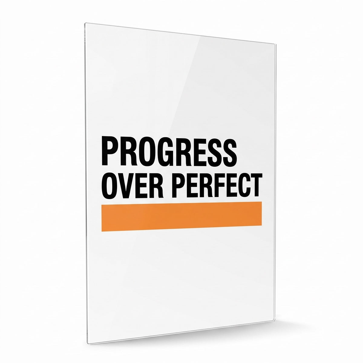 Progress Over Perfect acrylic sign, glossy panel