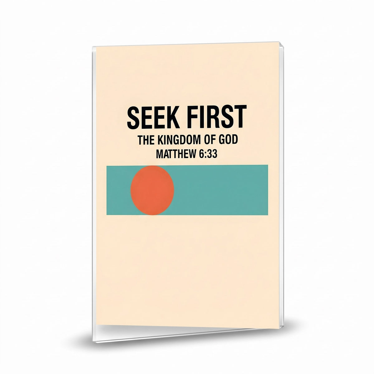 Seek First acrylic sign, glossy panel