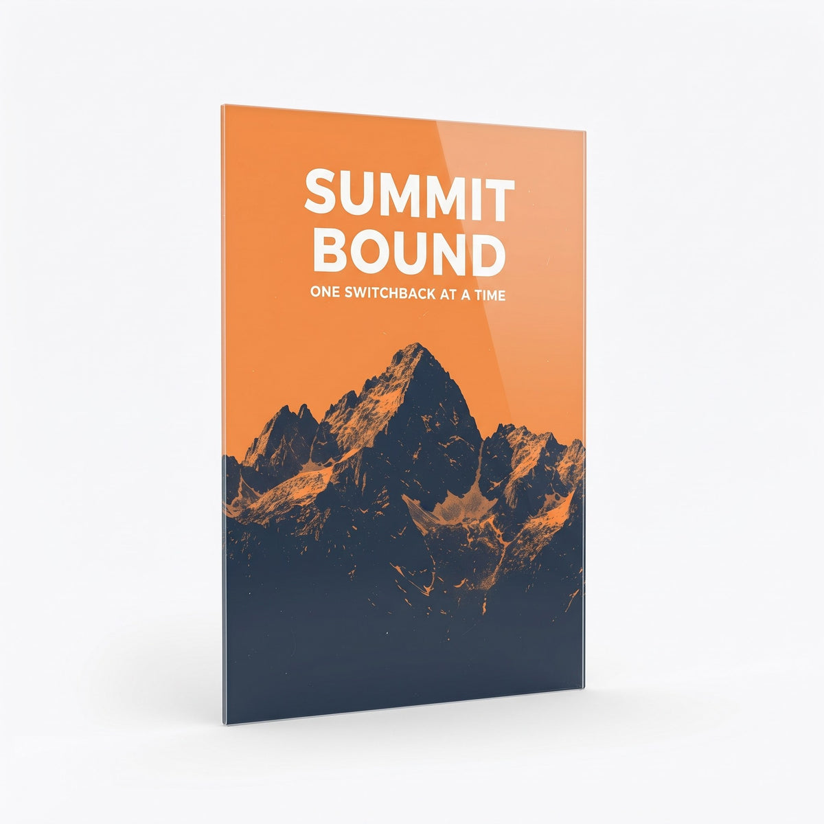 Summit Bound acrylic sign, glossy panel