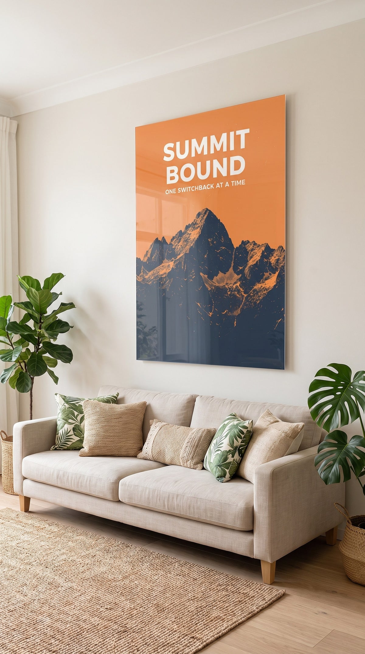 Summit Bound acrylic sign at home