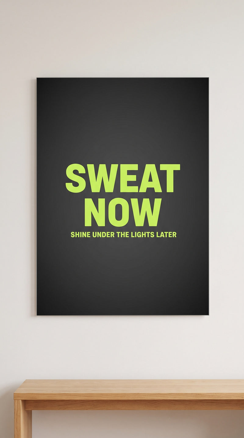 Sweat Now acrylic sign