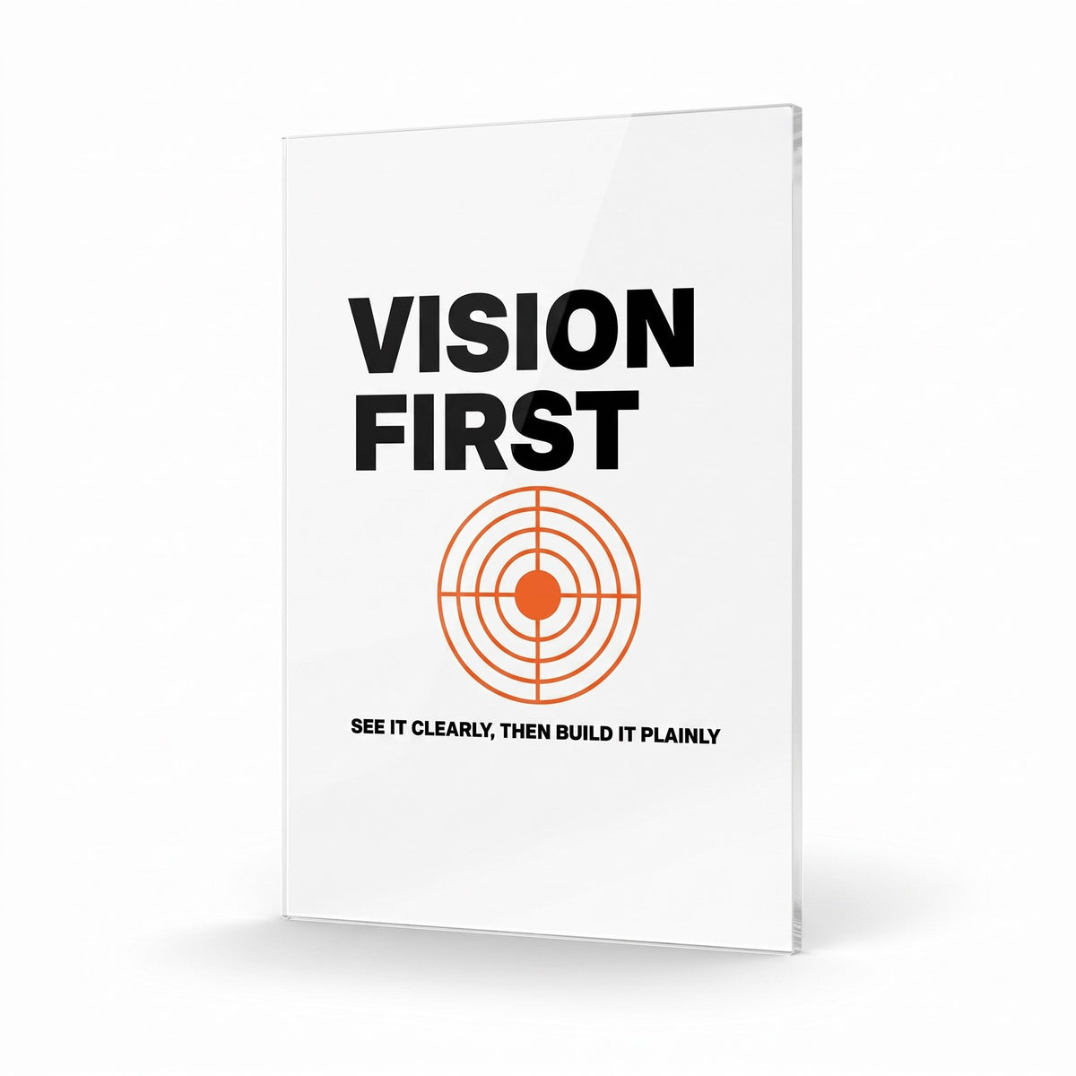 Vision First acrylic sign, glossy panel