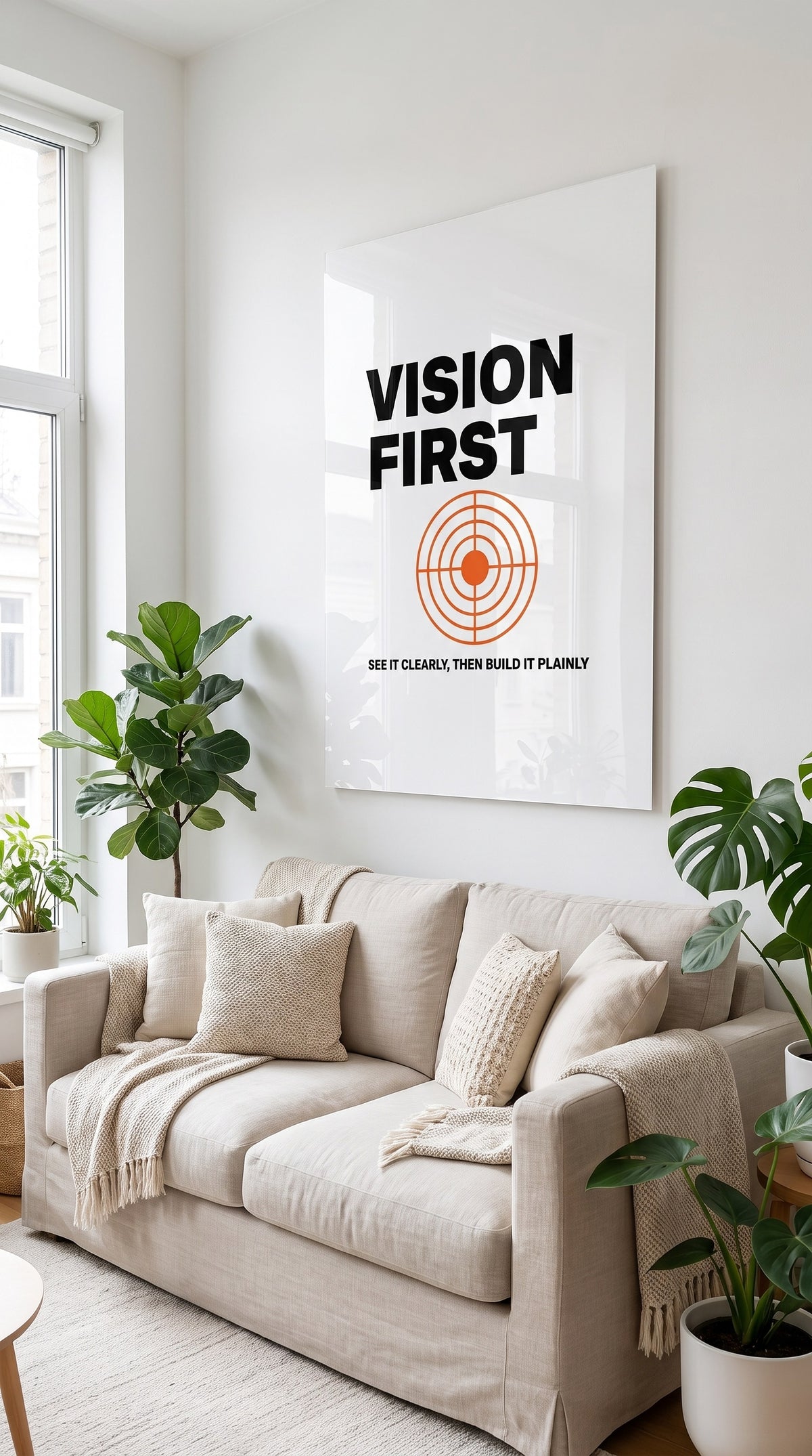 Vision First acrylic sign at home