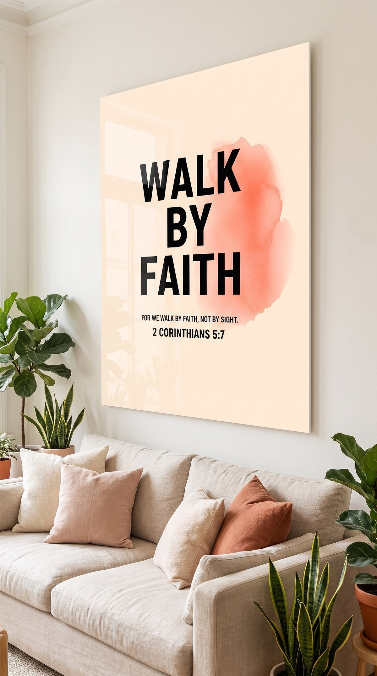 Walk By Faith acrylic sign at home
