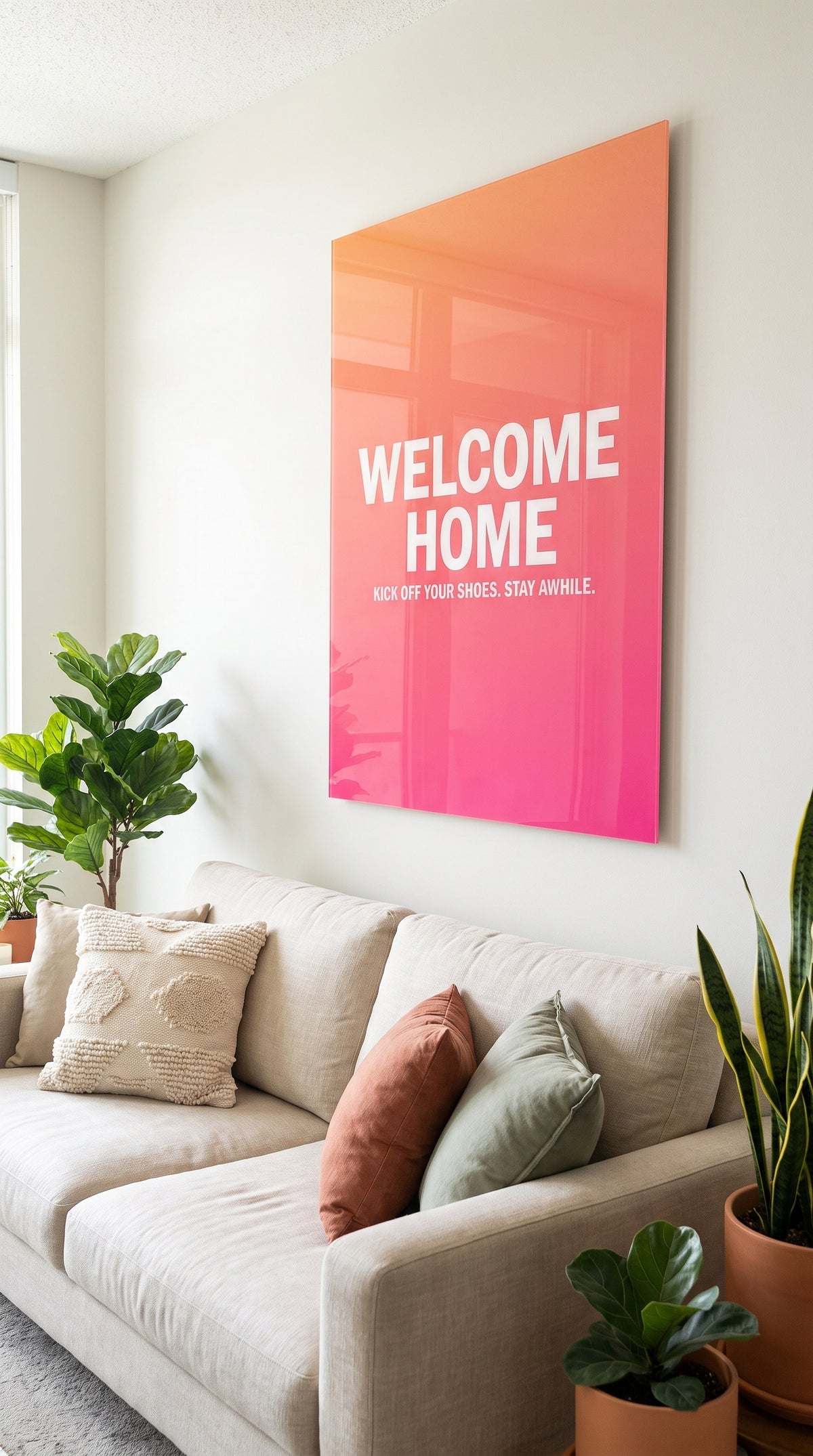 Welcome Home acrylic sign at home