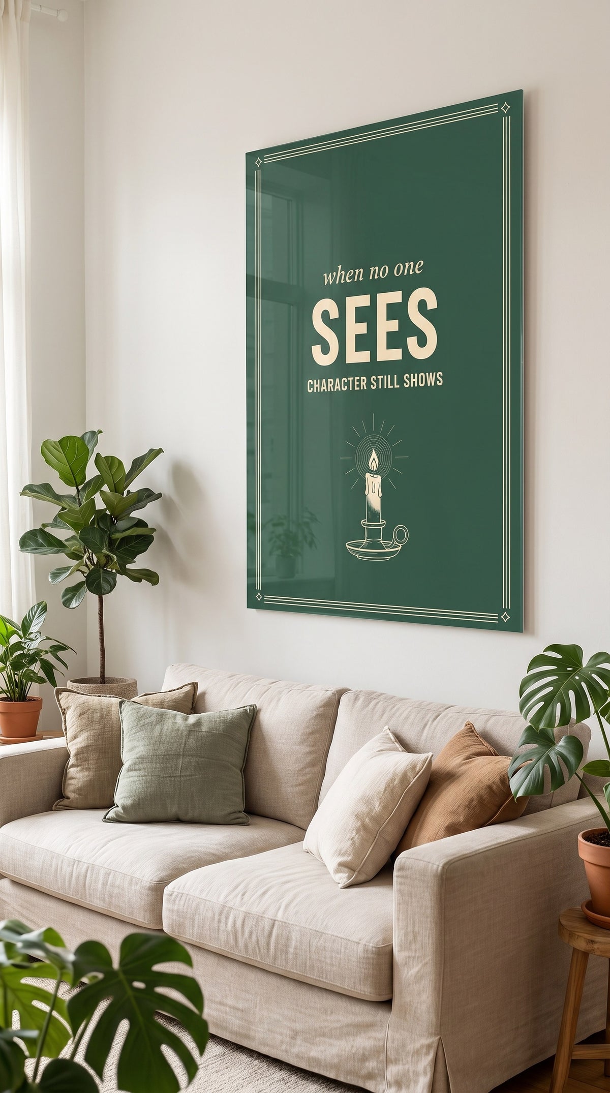 When No One Sees acrylic sign at home