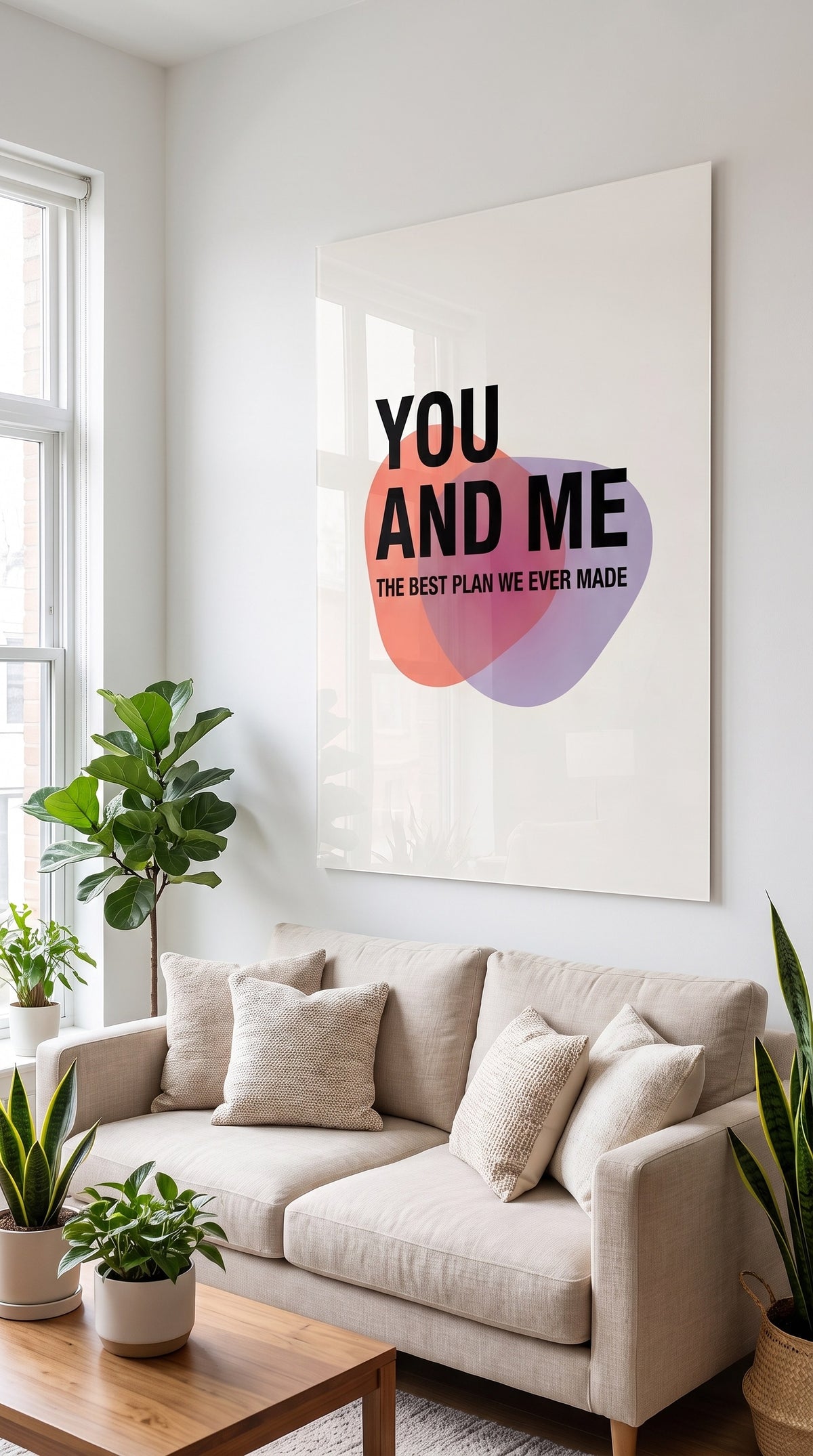 You And Me acrylic sign at home